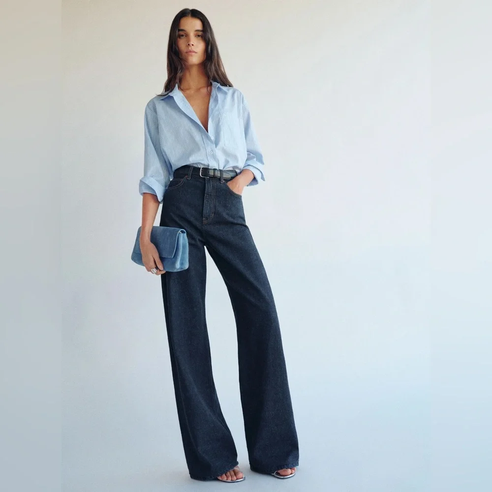 Reformation Cary High Rise Slouchy Wide Leg Jeans Sz25 Excellent Condition - Picture 1 of 6